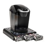 Mind Reader Single Serve Coffee Pod Organizer with 3 Drawers, 36 Pod Capacity, 31.1L x 34.3W x 6.4H cm, Black Print