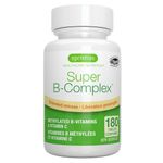 Super B Complex - High Absorption Methylated B Vitamins, Sustained Release, Complete Spectrum of B Vitamins with Folate, B6, boosted B12 & Vitamin C, Flush-Free Niacin, 180 Tablets, By Igennus