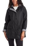 URBAN REPUBLIC Woman’s Raincoat – Water Resistant Slicker Shell Windbreaker Rain Jacket (S-3XL), Black, Medium