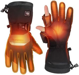 KEMIMOTO Mens Flip Magnetic Heated Gloves, Water-Resistant Heated Gloves, Electric Rechargeable Battery 2pcs 7.4V Touchscreen for Ice Fishing Photography Skiing Camping (XL)