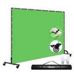 Shirtal 7x10ft Green Screen Backdrop with Stand,Movable Backdrop Stand with Wheels Greenscreen Background for Streaming,Studio Video Recording,Zoom Meeting,Party