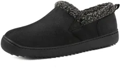 Zizor Men’s Zermatt Plush Suede House Slippers Memory Foam(Black,Size 11)