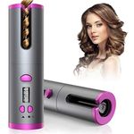 UNIQUE VATIKA Cordless Auto Hair Curler,Automatic Curling Iron,Rechargeable Auto Rotating Ceramic Barrel Hair Curler Fast Heating With 6 Temperature&Timer Settings,Auto Off Portable Hair Curler,Multi