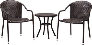 Crosley Furniture Palm Harbor 3-Piece Outdoor Wicker Cafe Seating Set - Brown