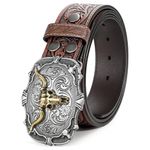 Beltroad Western Leather Buckle Belt for Men Women Cowboy Cowgirl Leather Mens Belts for Jeans Men's Christmas Belts Gifts