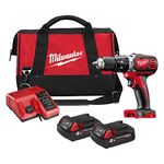 Milwaukee M18BPD-202B 18v Combi Drill with 2 x 2.0Ah Batteries, Charger, Bag