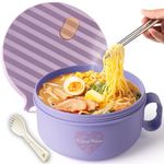 AI LOVE PEACE Microwave Ramen Bowl,Ramen Cooker BPA Free and Dishwasher Safe For Office College Dorm Room Instant Lunch Ideal for Shin and Buldak Ramen Noodle On The Go (Pastel purple)