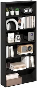 Furinno Basic Book Shelf, 6-Tier Bookcase with Open Shelf, Bookshelf, Cube Storage Organizer, 7 x 24 x 53, for Living Room, Bedroom, Home Office, Espresso