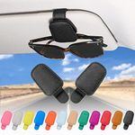 quipuda 2 Packs Sunglasses Holder for Car Sun Visor Accessories, Magnetic Geniune Leather Car Sunglass Holder, Glasses Clip for Automotive Eyeglass Hanger, Ticket Card Clip (Black)