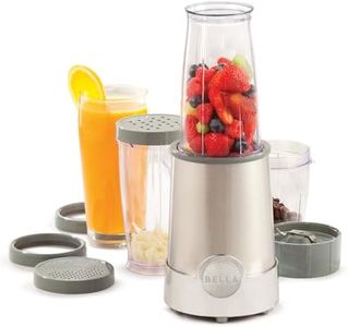 BELLA Batidora Rocket de tamaño personal, perfecta para batidos, smoothies y bebidas saludables, fácil a la hora de triturar y picar, base de 285 vatios de potencia, 12 piezas, acero inoxidable