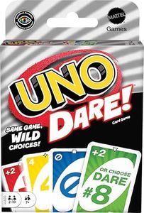 Mattel Games UNO Dare Card Game for Family Night Featuring Challenging and Silly Dares from 3 Different Categories