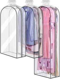 MISSLO 10" Gusseted All Clear Garment Bags for Hanging Clothes 40"+60" Suit Bags for Closet Storage Dresses Protectors for Shirts, Coats, Gowns, 3 Packs