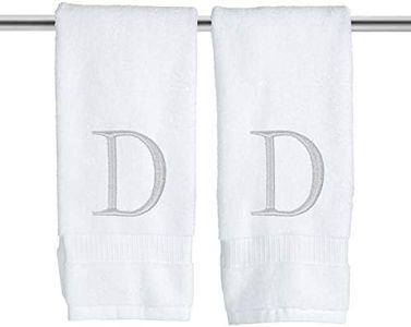 Monogrammed Hand Towels for Bathroom - Luxury Hotel Quality Personalized Initial Decorative Embroidered Bath Towel for Powder Room, Spa - GOTS Organic Certified - Set of 2 Letter D