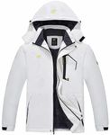 QPNGRP Mens Waterproof Ski Snowboard Jacket Windproof Winter Snow Coat, White, Large