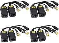 zdyCGTime Passive Video Balun RJ45 Female to BNC Male DC Network Transceiver, Full HD Surveillance RJ45 to BNC Cable Compatible with All Video Equipment (16.5cm 4 Pair)