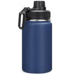 Milifox 12 oz Insulated Water Bottle, Double Wall Vacuum Insulated Stainless Steel Water Bottles - Wide Mouth Leakproof Water Bottle with BPA Free Chug Lid, 18 Hours Cold and 8 Hours Hot(Dark Blue)