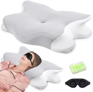 Cervical Neck Pillow, Memory Foam Pillows for Neck Pain Relief, Neck Support Pillow for Side Sleepers Back and Stomach, Ergonomic Pillow with Removable Pillowcase