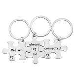 SIlver Valley three Set Puzzle Keychain Customised Personolised Name Keyring Stylish Couple Gift for Girlfriend Boyfriend Available in Four Colors (Silver)