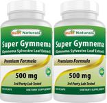 Best Naturals Gymnema Sylvestre Extract 500 mg 120 Vegetarian Capsules - Contains Minimum of 125mcg of Gymnemic Acid (Pack of 2)