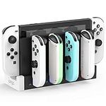 FYOUNG Controller Charger for Joy Con Compatible with Nintendo Switch & Switch OLED Model, USB Charging Dock for JoyCons Remote with LED Indicator - White&Black