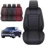 YIERTAI Truck Seat Covers for Chevy Chevrolet Silverado GMC Sierra Custom Fit 2007-2025 1500/2500/3500 Trail Boss Z71 Crew Double Extended Cab Waterproof Leather(2 PCS Front only/Black)