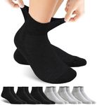 Forcool Diabetic Ankle Socks, Loose Top Extra Wide Non-Binding & Cushioned for Men's Women's, Black Gray, X-Large, 6 Pairs