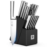 Knife Set – imarku 15 PCS Kitchen Knife Set with Block, Japanese Stainless Steel, Ultra Sharp Professional Chef Knives, Dishwasher Safe, Well-Balanced Design, Black, Ideal Home Cooking Gift for Mom