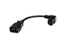 CERRXIAN 7.5In 20CM IEC 320 90 Degree C13 3 Pin Female to C14 3 Pin Male PDU Power Supply Extension Cord for Computer LED HDTV Monitor and Scanner