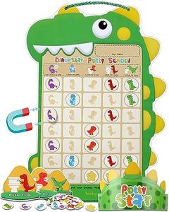 Potty Training Chart for Toddlers Boys & Girls - A Dinosaur Potty Chart with 35 Reusable Magnetic Dinosaur & Star Stickers for Kids Potty Training Reward, 3 Instruction Steps & Crown (Dinosaurs Theme)