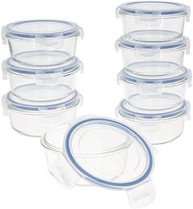 AKTIVE Max Home - Pack 8 Recipientes Herméticos de Vidrio, táper Cristal Apto para Microondas, Envases para Comida con Cierre, 580 mililitros, Tapas transparentes, Contenedor de Alimentos (16535)