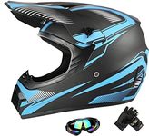 ATV Helmets, Youth Off-Road Motorcycle Helmet,Kid's Casco for Motorcross and Mountain Bikes,BMX,Dirt Bike,DOT Quality Certificati (Blue, Small)