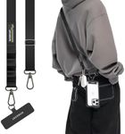 MAGEASY Crossbody Cell Phone Lanyard - Premium Cell Phone Lanyard Crossbody Strap | 20mm Universal Adjustable Phone Strap for iPhone, Samsung, and More | For Traveling, Hiking, Daily Use - Black
