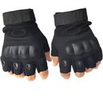 TREVIAH Gloves for Men Bike Riding Half Finger | Hard Knuckle Protection, Breathable & Adjustable Wrist Strap | Hand Gloves for Bike Riding/Cycling | Army Green – 1 Pair (Black)