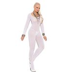 Back Women's Full Body Stocking White Semi Sheer