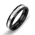 Uloveido Black Stainless Steel Cubic Zirconia Engagement Band Promise Rings for Her Comfort fit Woman Wedding Band Y4034 (Women Size L1/2 (51.9mm)