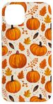 iPhone 14 Plus Autumn Maple Fall Leaves & Pumpkins Pattern Halloween Beige Case