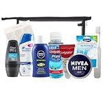 Travel Toiletries Set for Men - Mini Travel Size Essential Toiletries Kit for Travel, Hospital, Over Night Stay - Airport Security Approved Liquids