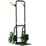 DURHAND Stair Climbing Hand Truck, Heavy Duty Foldable Trolley on Wheels, Multi-Purpose Sack, Steel Truck Moving Trolley, 120kg, Green