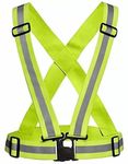 MAHSON Unisex Casual Style-Adult Nylon High Visibility Protective Safety Reflective Vest Belt Jacket,Night Cycling Reflector Strips Cross Belt Stripes Adjustable Vest Safety Jacket (Green),Free Size