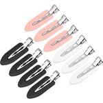 10 pcs No Crease Hair Clip No Bend Hair Curl Pin Clips for Bangs Finger Waves Makeup Application Hairdressing Hairpins (Black, White, Pink)