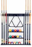 Cue Rack Only - 6 Pool Cue - Billiard Stick Wall Rack Made of Wood Black Finish