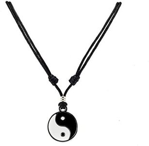 BlueRica Yin and Yang on Adjustable Black Cord Necklace