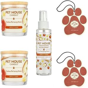 One Fur All Value Pack, Pet Candles, Room Spray and Car Air Freshener, Plant-Based Scented Pet Odor Candles and Long Lasting Air Fresheners - Apple Cider