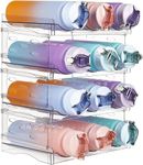 HomeToDou Stackable Water Bottle Organiser for Cabinet,Freezer,Pantry-Plastic Water Bottle Holder Wine Rack for Kitchen Countertop Storage,Cupboard,Office,Fridge,Sport Flask,Insulated Tumbler(Clear-4)