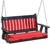 Mission Poly Lumber Wood 5FT Porch Swing Amish Craftsmandship Made in USA HDPE with No Wood fibers 1000 lbs Limit. Stainless Steel Hardware.Signature Design for Patio Outdoor Backyard Garden Park