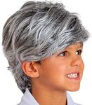 Skeleteen Grey Old Man Wig - Salt and Pepper Hair Old Person Grandpa Wigs Costume Accessories for Boys and Girls