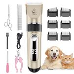 NWOUIIAY Pet hair trimmer professional pet electric clipper set wireless rechargeable cat and dog shaver IPX7 waterproof full body washing with 6 guide combs