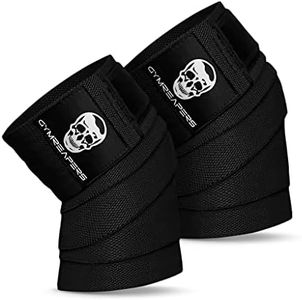 Gymreapers Knee Wraps (Pair) With Strap for Squats, Weightlifting, Powerlifting, Leg Press, and Cross Training - Flexible 72" Knee Wraps for Squatting - For Men & Women - 1 Year Warranty (Black)