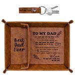 ZAPUVO Best Dad Ever PU Leather Tray, Gifts for Dad Christmas Xmas Stocking Stuffers, Unique Dad Birthday Gift from Daughter Son, Men Gift for Father, New Dad Gifts for Husband Fathers Day