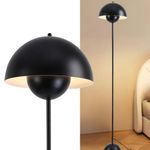 Modern Floor Lamp for Living Room, Industrial Tall Standing Lamp for Bedroom, Metal Shade Reflecting Light Reading Floor Lamp for Office, Nursery Room, Corner(Black)